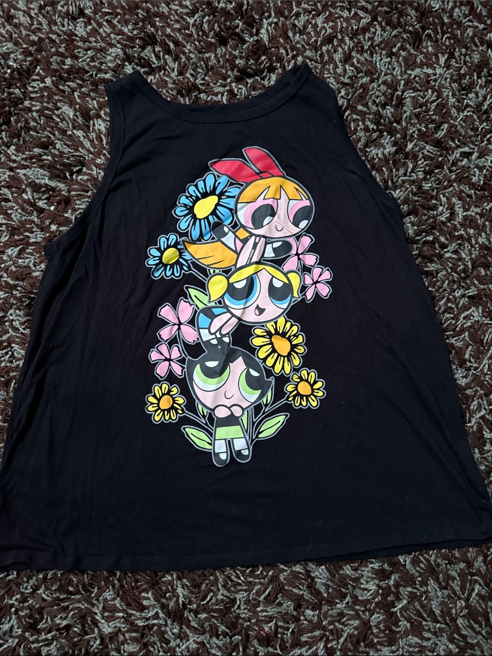torrid Black Tank Top with Powerpuff Girls Floral Graphic